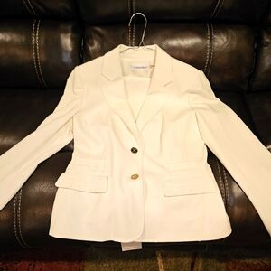 Women's Calvin Klein NWT Size 10 Ivory Blazer & Matching Pant Set